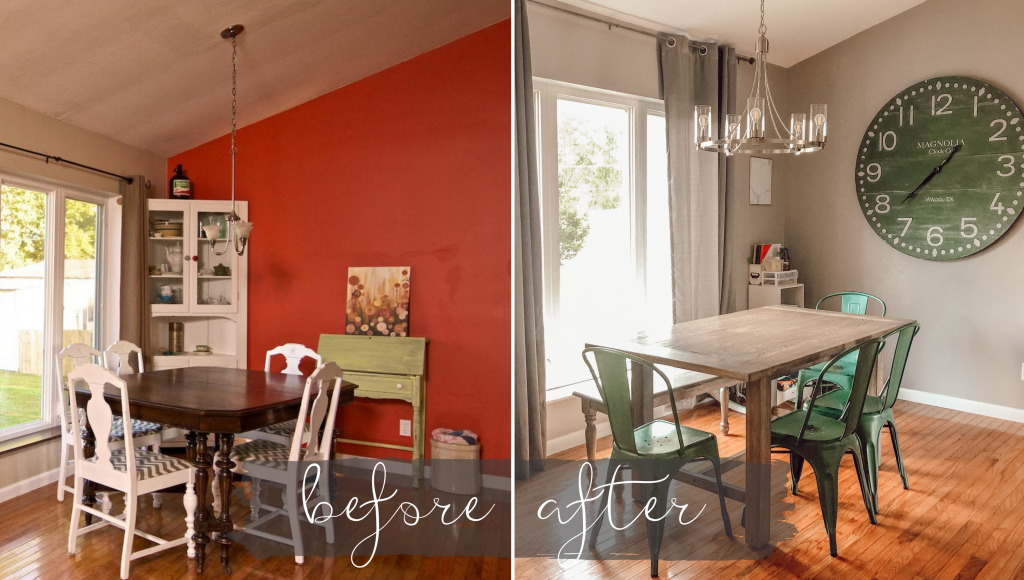 open concept modern farmhouse dining room transformation