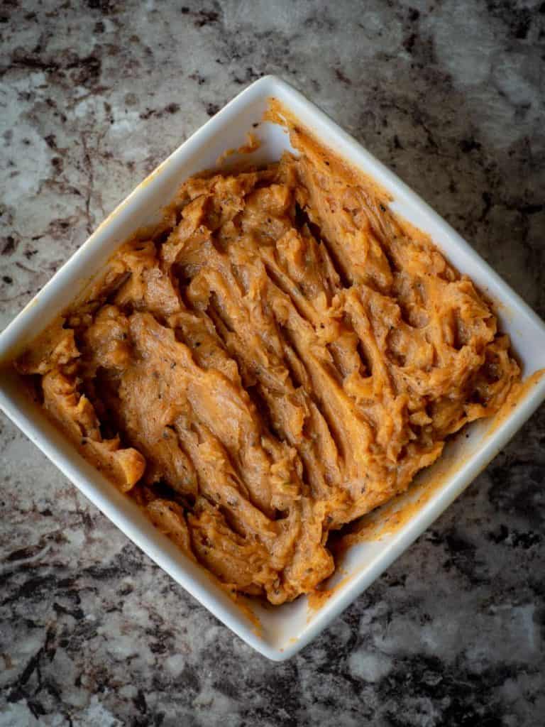 cajun honey butter in square bowl