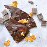 salted chocolate pretzel bark on parchment paper