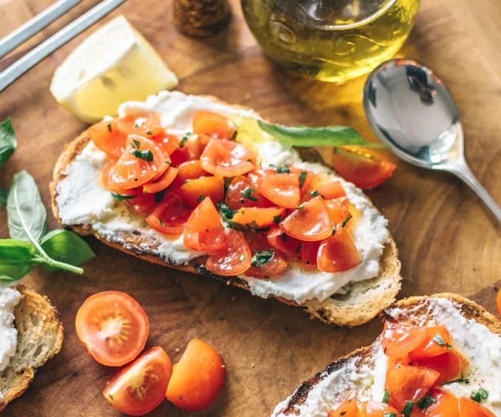 bruschetta made with sourdough bread