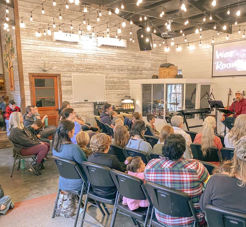 gathering in converted garage church